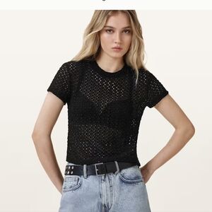 Nwt All Saints Karma Syevie Black Tee Sz 8